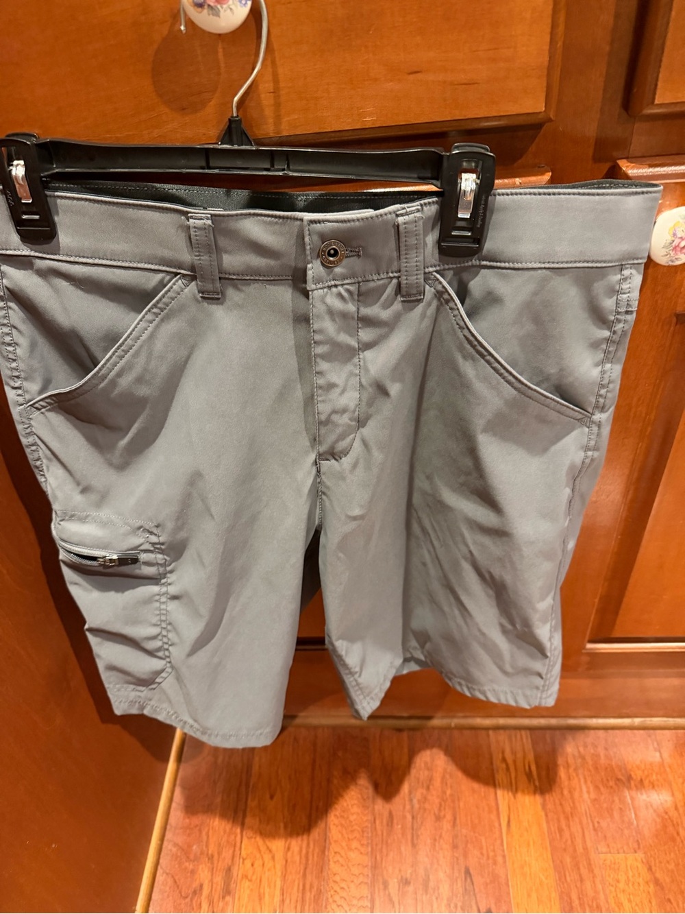 Eddie Bauer Gray Ranier Tech Shorts with Zipper Pocket